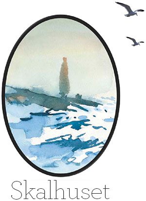 Akvarell av ett sjömärke i havet